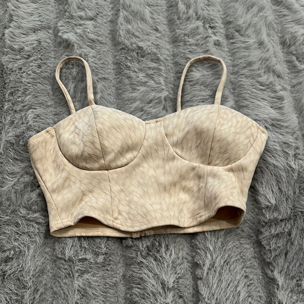 Beige Bustier Crop Top